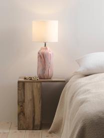 Lampada da tavolo in vetro soffiato Donia, Paralume: tessuto di cotone, Bianco, tonalità rosa, Ø 22 x Alt. 50 cm