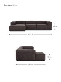 Sofá rinconera modular de cuero reciclado Lennon, Tapizado: cuero reciclado (70% cuer, Estructura: madera maciza, madera con, Patas: plástico, Cuero gris pardo, An 327 x F 180 cm, chaise longue izquierda