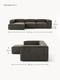 Modulares Ecksofa Lennon aus recyceltem Leder, Bezug: Recyceltes Leder (70 % Le, Gestell: Massives Holz, Sperrholz, Leder Taupe, B 327 x T 180 cm, Eckteil links