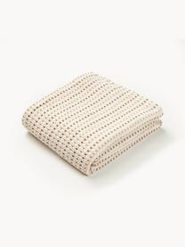 Katoenen deken Kimber met wafelstructuur, 100% katoen, Crèmewit, bruintinten, B 130 x L 170 cm