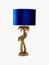 Tischlampe Palmtree mit Samtschirm, Lampenschirm: Samt, Lampenfuß: Polyresin, Royalblau, Goldfarben, Ø 23 x H 47 cm