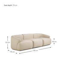 Modulaire bank Sofia (3-zits), Bekleding: 100% polypropyleen. Met 2, Frame: massief grenen, spaanplaa, Poten: kunststof., Geweven stof beige, B 278 x D 95 cm