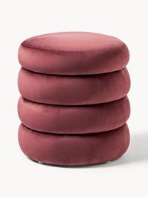 Pouf in velluto con contenitore Alto, Rivestimento: velluto (100% poliestere), Struttura: legno di pino massiccio, , Velluto rosso vino, Ø 44 x Alt. 48 cm