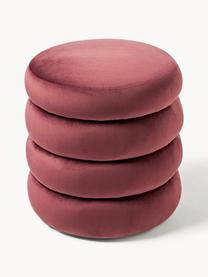 Pouf in velluto con contenitore Alto, Rivestimento: velluto (100% poliestere), Struttura: legno di pino massiccio, , Velluto rosso vino, Ø 44 x Alt. 48 cm