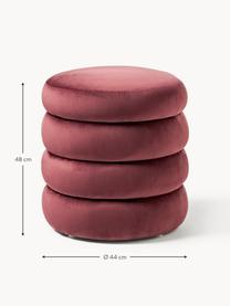 Pouf en velours avec rangement Alto, Velours rouge rouille, Ø 44 x haut. 48 cm