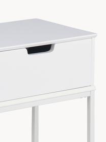 Noční stolek Mitra, Lakovaná MDF deska (dřevovláknitá deska střední hustoty), kov s práškovým nástřikem, Bílá, Š 40 cm, V 62 cm