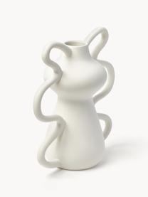 Vase design de forme organique Luvi, haut. 32 cm, Grès cérame, Blanc cassé, Ø 6 x haut. 32 cm
