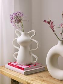 Vaso di design dalla forma organica Luvi, Gres, Bianco latte, Ø 6 x Alt. 32 cm