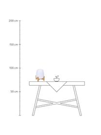 Mobiele dimbare outdoor tafellamp Palmy met bamboe voet en kleurverandering, Lampenkap: polyethyleen, Lampvoet: bamboe, Wit, lichtbruin, Ø 20 x H 26 cm