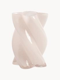 Handgefertigte Glas-Vase Marshmallow, H 20 cm, Glas, Hellrosa, Ø 14 x H 20 cm