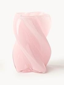 Handgefertigte Glas-Vase Marshmallow, H 20 cm, Glas, Hellrosa, Ø 14 x H 20 cm