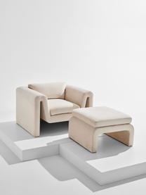 Fluwelen lounge fauteuil Mika, Bekleding: 100% polyester, Frame: grenenhout, FSC-gecertifi, Fluweel beige, B 105 x D 88 cm