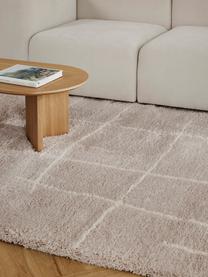 Flauschiger Hochflor-Teppich Amelie, handgetuftet, Flor: 100 % Polyester, Beige, Cremeweiß, B 160 x L 230 cm (Größe M)