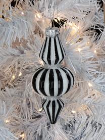 Décoration de sapin de Noël Stripe, Verre, Noir, blanc, Ø 7 x haut. 15 cm