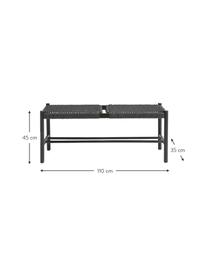 Banc bois noir avec cannage Ellan, Noir, larg. 110 x haut. 45 cm