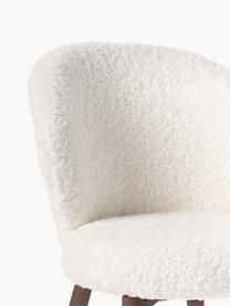 Chaise rembourrée en tissu peluche Serena, Peluche blanc, bois de frêne brun laqué, larg. 56 x prof. 64 cm