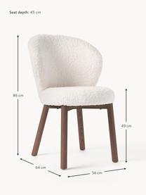 Plyšová čalúnená stolička Serena, Plyšová biela, jaseňové drevo hnedá lakované, Š 56 x V 63 cm