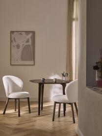 Plyšová čalúnená stolička Serena, Plyšová biela, jaseňové drevo hnedá lakované, Š 56 x V 63 cm