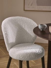 Silla tapizada en borreguillo Serena, Tapizado: borreguillo (100% poliést, Patas: madera de fresno, Tapizado blanco, madera de fresno marrón pintado, An 56 x F 64 cm