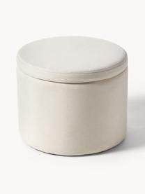 Pouf con vano contenitore Alida, Rivestimento: 100% poliestere Con 35.00, Tessuto bianco latte, Ø 50 x Alt. 42 cm