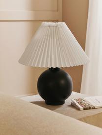 Keramische tafellamp Vivid met plissé lampenkap, Lampenkap: 100% katoen, Lampvoet: keramiek, Zwart, Ø 36 x H 40 cm
