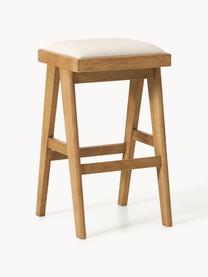 Tabouret de bar rembourré Sissi, Tissu blanc crème, chêne clair, larg. 46 x haut. 75 cm