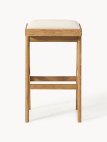 Tabouret de bar rembourré Sissi, Tissu blanc crème, chêne clair, larg. 46 x haut. 75 cm