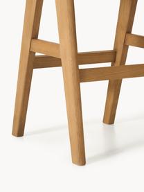 Tabouret de bar rembourré Sissi, Tissu blanc crème, chêne clair, larg. 46 x haut. 75 cm