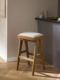 Tabouret de bar rembourré Sissi, Tissu blanc crème, chêne clair, larg. 46 x haut. 75 cm