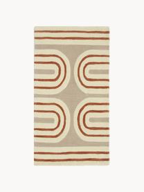 Handgetufteter Wollteppich Arne, Flor: Wolle, Beige, Terrakotta, Cremeweiß, B 80 x L 150 cm (Größe XS)