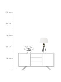 Grosse Tripod Tischlampe Tribeca, Lampenschirm: Leinen, Dekor: Messing, Weiss, Schwarz, Ø 40 x H 67 cm