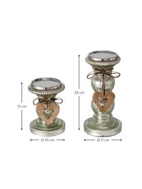 Set de candelabros Silveo, 2 uds., Vidrio pintado, Plateado, Set de diferentes tamaños