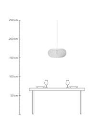 Hanglamp Lubino van papier, Lampenkap: papier, Baldakijn: verchroomd metaal, Wit, Ø 50 x H 23 cm