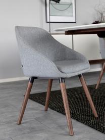 Sedia con braccioli in tessuto grigio Nils, 2 pz, Rivestimento: 100% poliestere Il rivest, Gambe: legno di albero della gom, Grigio chiaro, Larg. 52 x Prof. 56 cm