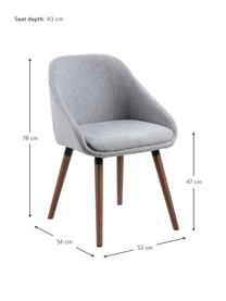 Sedia con braccioli in tessuto grigio Nils, 2 pz, Rivestimento: 100% poliestere Il rivest, Gambe: legno di albero della gom, Grigio chiaro, Larg. 52 x Prof. 56 cm