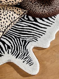 Tapis en laine noir tufté main Savanna Zebra, Noir, blanc crème, larg. 160 x long. 200 cm