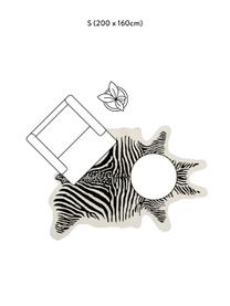 Handgetufteter Wollteppich Savanna Zebra, Flor: 100% Wolle, Schwarz, Cremeweiß, B 160 x L 200 cm (Größe M)