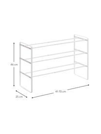 Uitschuifbaar schoenenkast Frame, Gepoedercoat staal, Wit, B 41-70 x H 46 cm