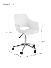 Sedia da ufficio girevole Ramona, Gambe: metallo cromato, Bianco, Larg. 57 x Prof. 53 cm