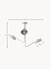Große Retro-Deckenleuchte Johan, Baldachin: Metall, gebürstet, Silberfarben, Hellbeige, Ø 75 x H 50 cm