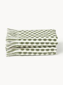 Serviette de toilette texturée Junipe, tailles variées, Blanc cassé, vert, Serviettes de toilette, larg. 50 x long. 100 cm, 2 pièces