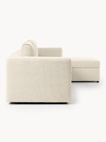 Grosses Schlafsofa Noah (4-Sitzer) mit Stauraum, Bezug: Polyester Der strapazierf, Gestell: Massives Buchennholz, FSC, Webstoff Hellbeige, B 343 x T 180 cm, Eckteil links