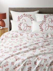 Poszewka na poduszkę z flaneli bawełnianej Berries, Biały, czerwony, S 40 x D 80 cm