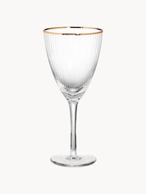 Copas de vino Golden Twenties, 4 uds., Vidrio, Transparente, dorado, Ø 9 x Al 22 cm, 280 ml