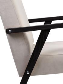 Sedia in velluto con braccioli Victoria, Rivestimento: velluto (100% poliestere), Struttura: legno, Velluto beige, legno nero verniciato, Larg. 60 x Prof. 69 cm