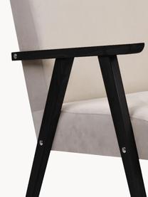 Sedia in velluto con braccioli Victoria, Rivestimento: velluto (100% poliestere), Struttura: legno, Velluto beige, legno nero verniciato, Larg. 60 x Prof. 69 cm