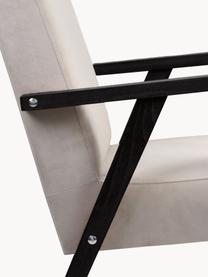 Zamatová stolička s opierkami Victoria, Zamatová béžová, drevo čierne lakované, Š 60 x H 69 cm