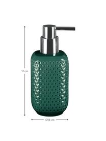 Dispenser sapone in gres Mila, Testa della pompa: metallo, Verde smeraldo, Ø 8 x Alt. 17 cm