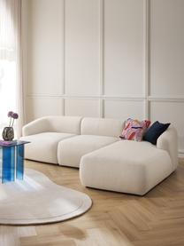 Canapé d'angle modulable 3 places Sofia, Tissu blanc crème, larg. 272 x prof. 160 cm, méridienne à droite