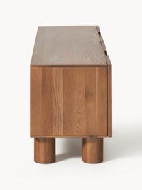 Mueble TV de madera de roble Cadi, Madera de roble pintado marrón, An 180 x Al 55 cm